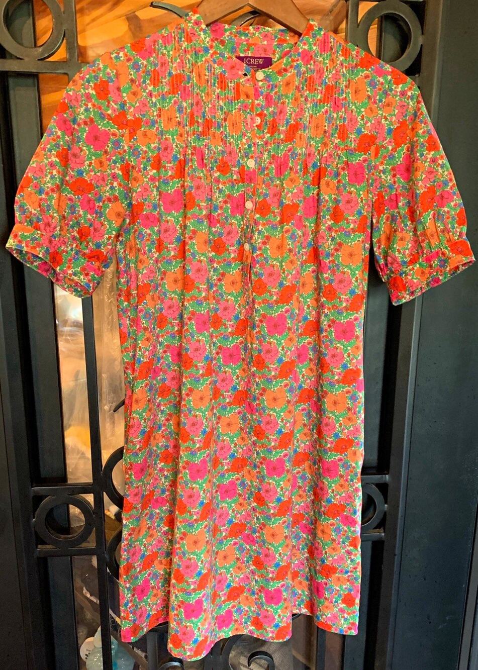 J.Crew Liberty London Meadow Song Mini Shirtdress Puff Sleeve Floral XS